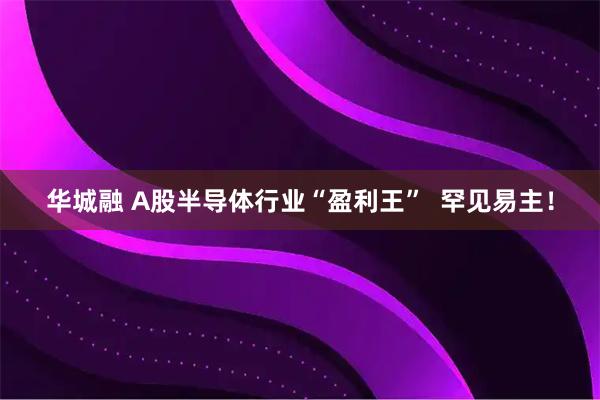 华城融 A股半导体行业“盈利王”  罕见易主！